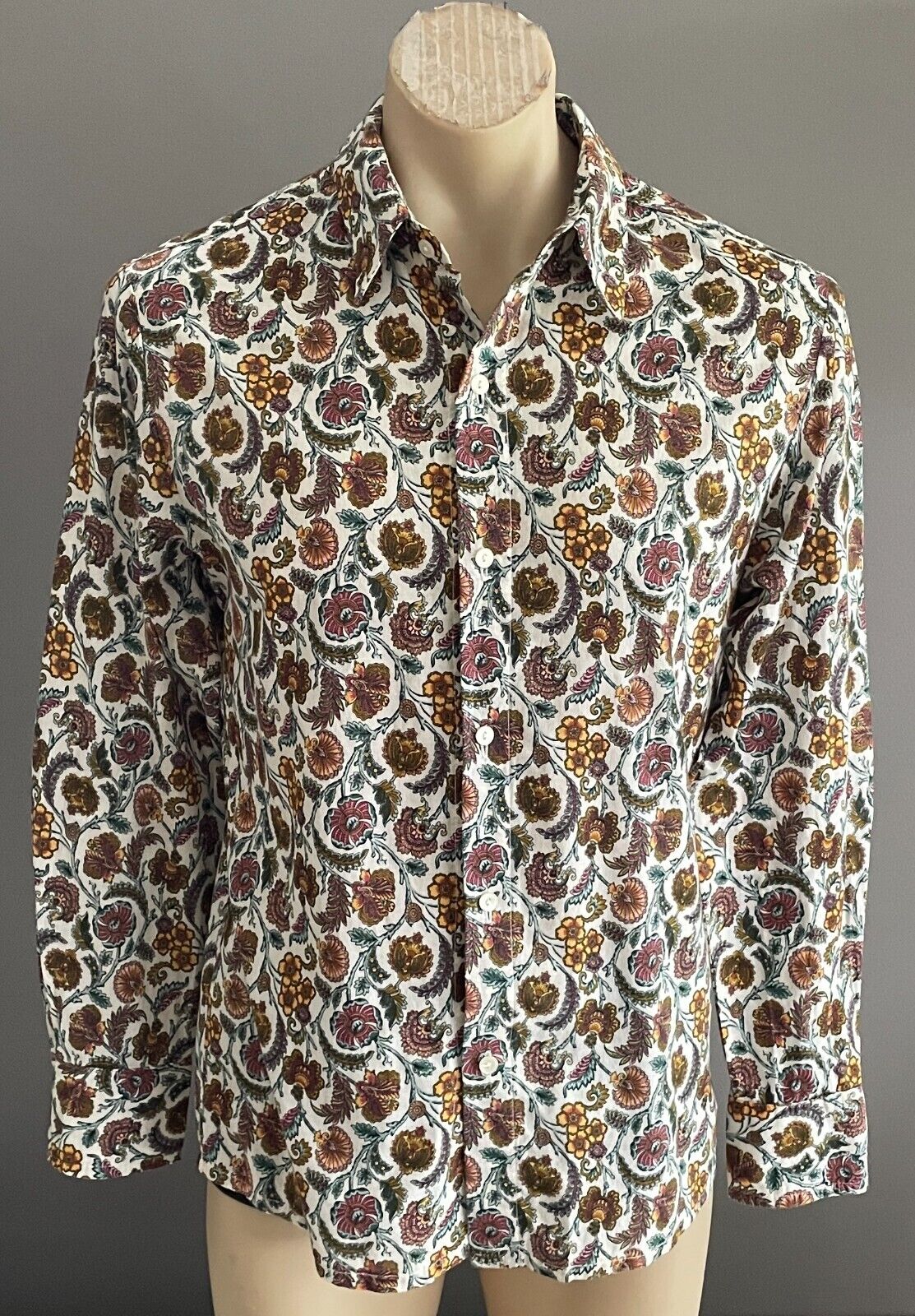 NICK BROWN SYDNEY Shirt Floral Cotton Long Sleeve Button Up Mens Size S