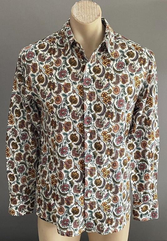 NICK BROWN SYDNEY Shirt Floral Cotton Long Sleeve Button Up Mens Size S