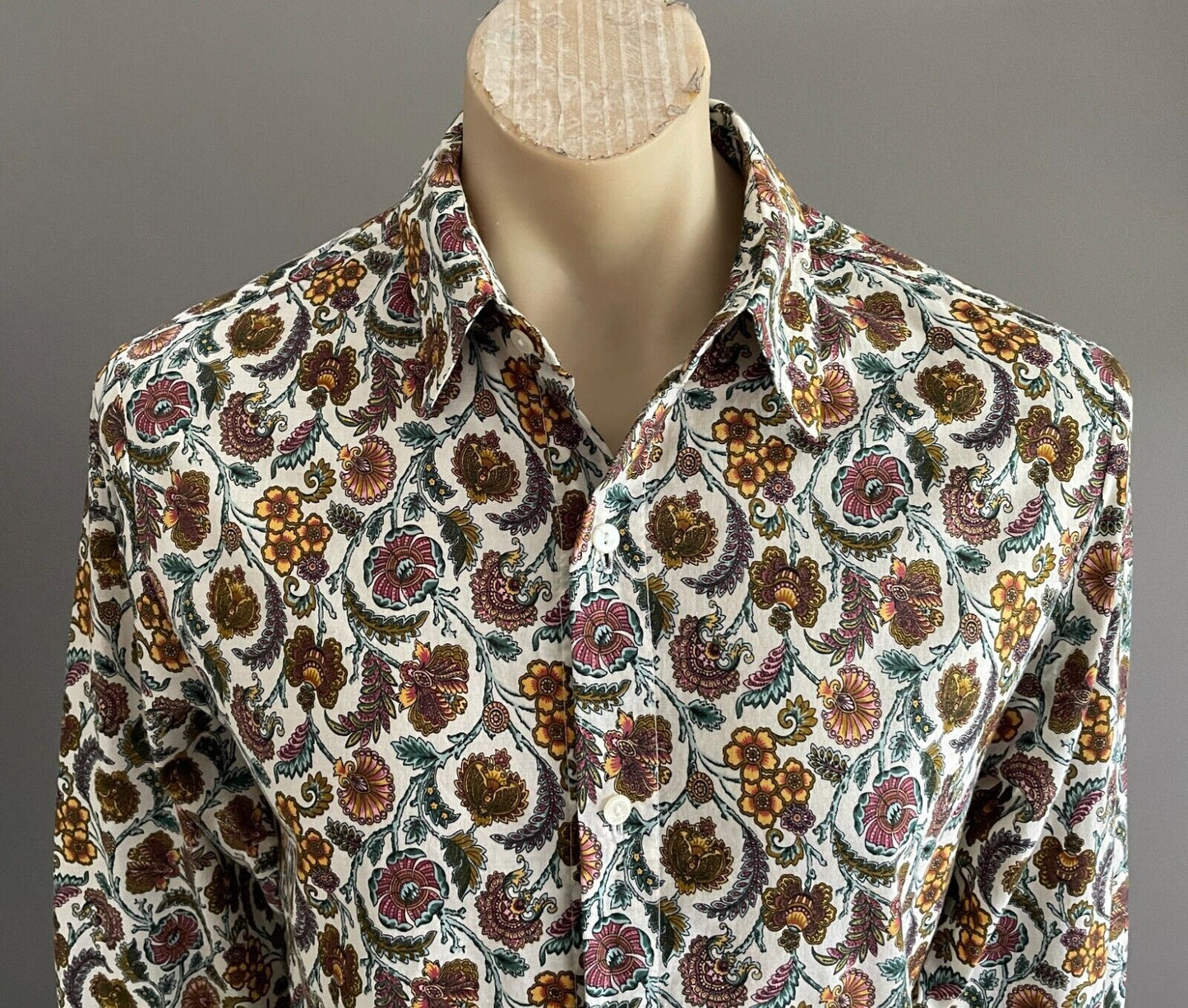 NICK BROWN SYDNEY Shirt Floral Cotton Long Sleeve Button Up Mens Size S
