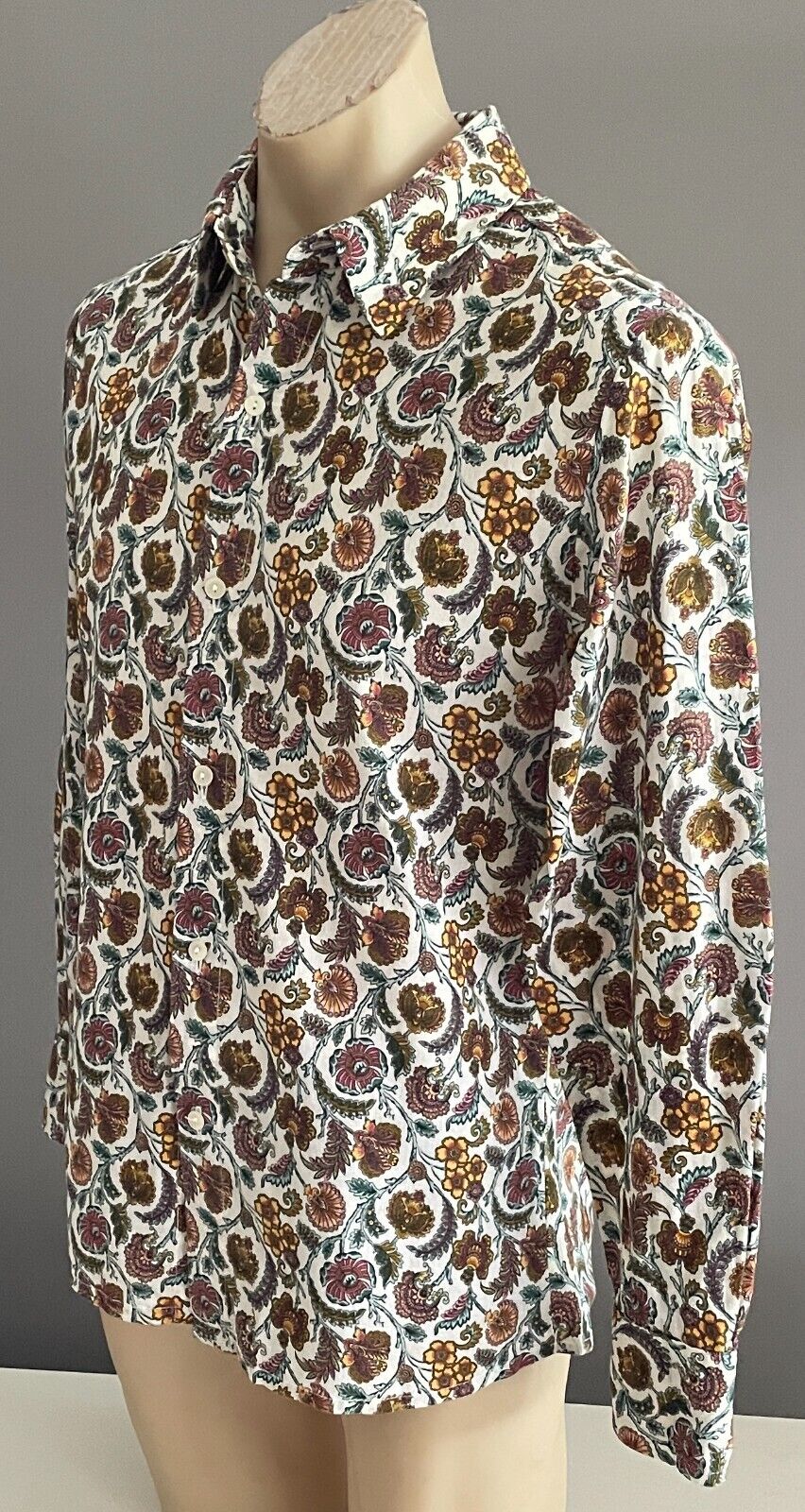 NICK BROWN SYDNEY Shirt Floral Cotton Long Sleeve Button Up Mens Size S