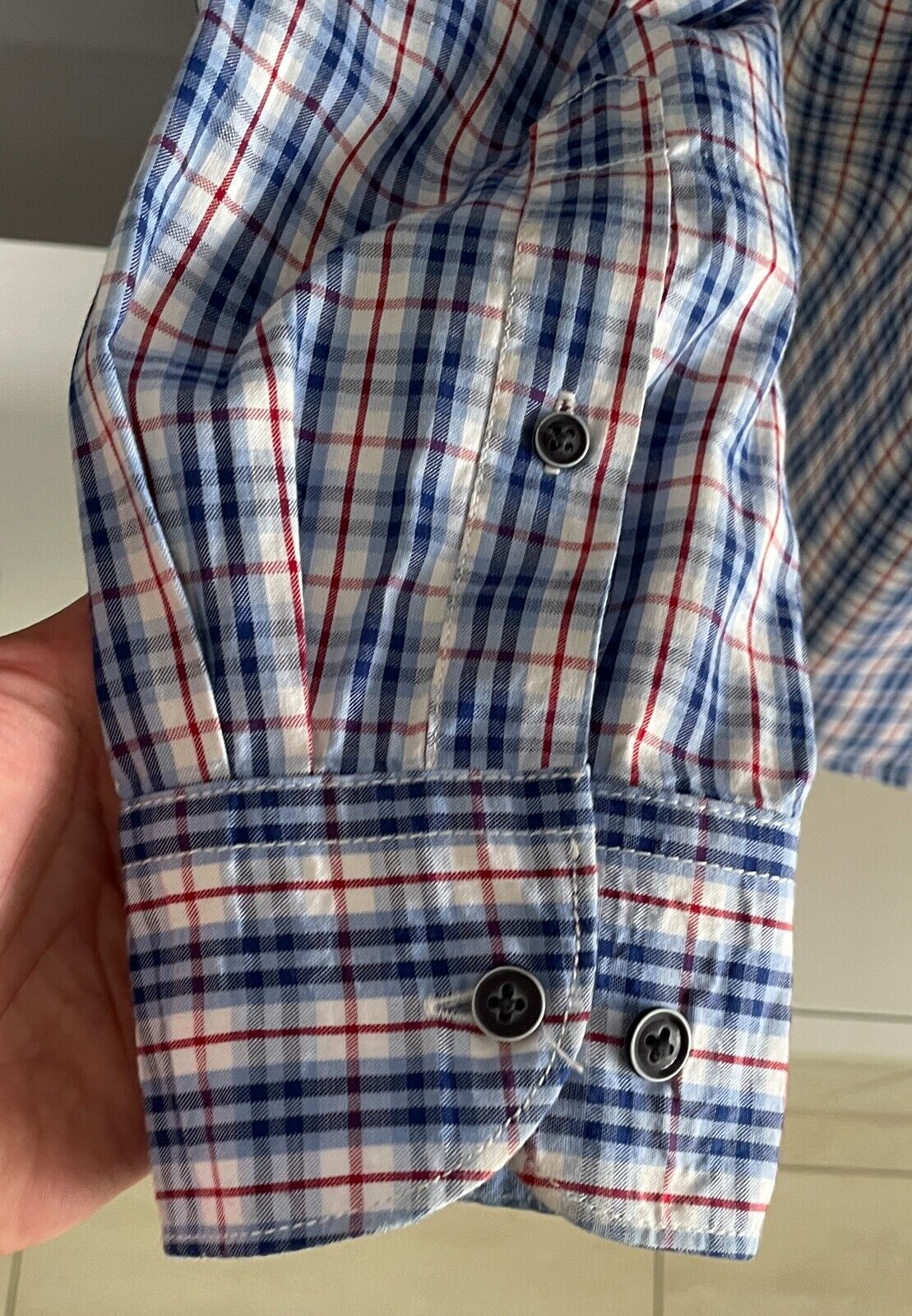 Mens JC LANYON Shirt Blue Red White Check Traditional Fit Long Sleeve Size XL