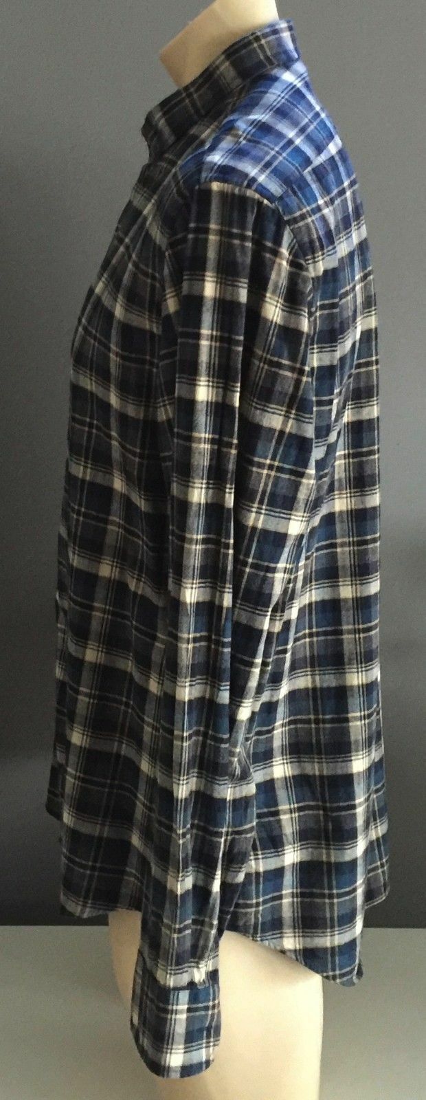Mens INDUSTRIE Shirt Long Sleeve Blue Green & Beige Plaid Check Size XL NEW
