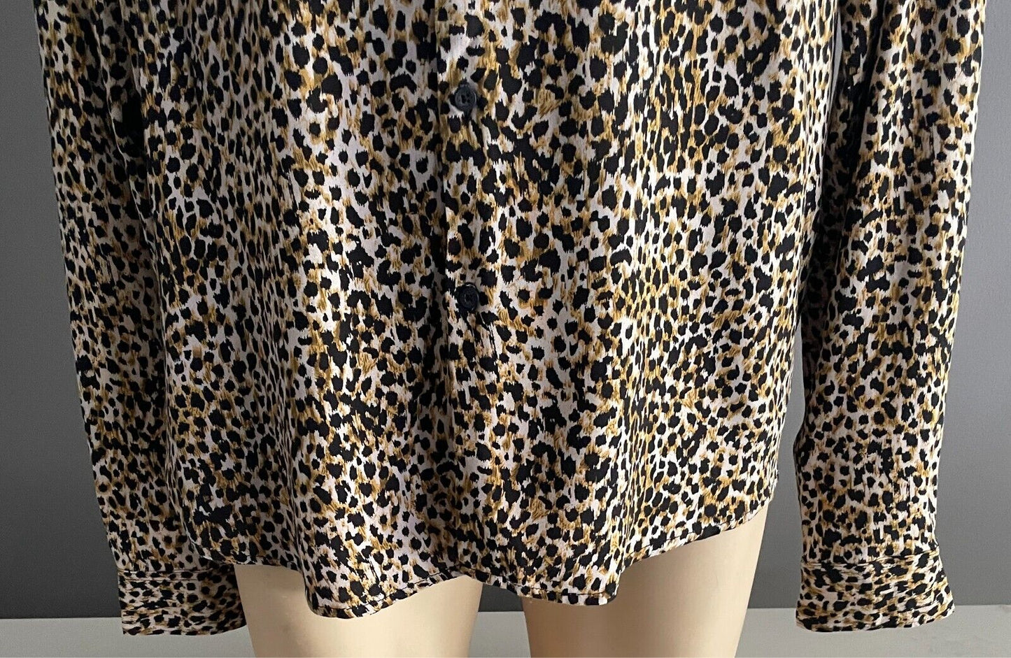 Mens RICKY SINGH Denim & Flowers Cheetah Print Shirt Size XL Button Front