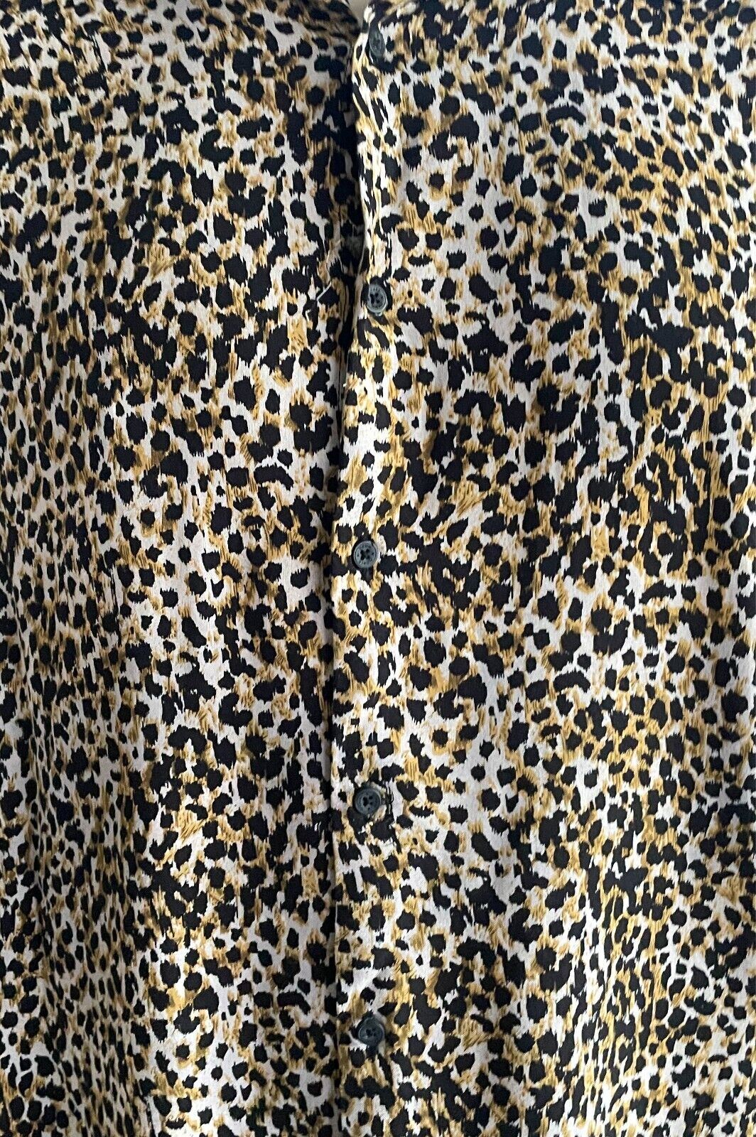 Mens RICKY SINGH Denim & Flowers Cheetah Print Shirt Size XL Button Front
