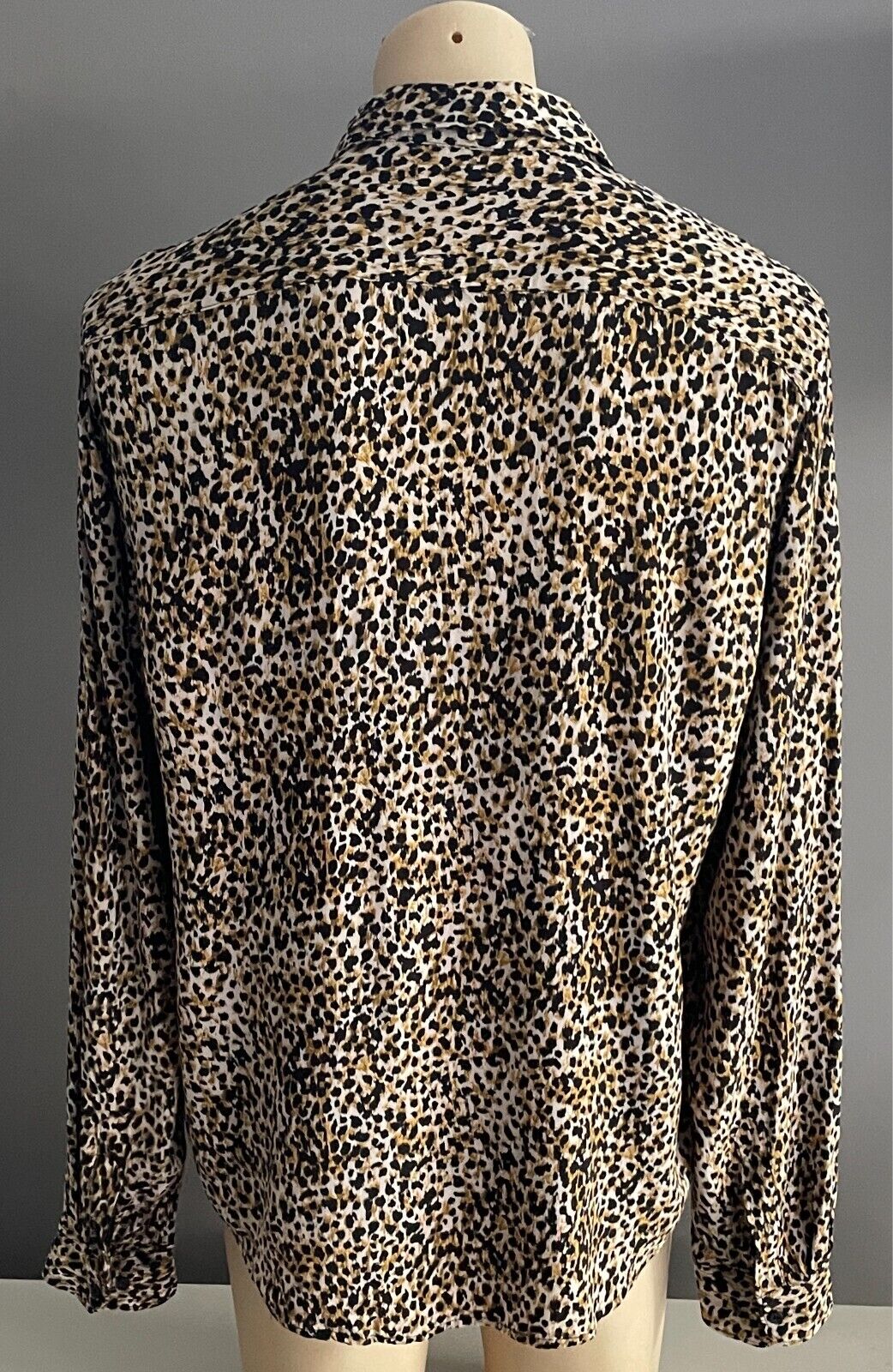 Mens RICKY SINGH Denim & Flowers Cheetah Print Shirt Size XL Button Front
