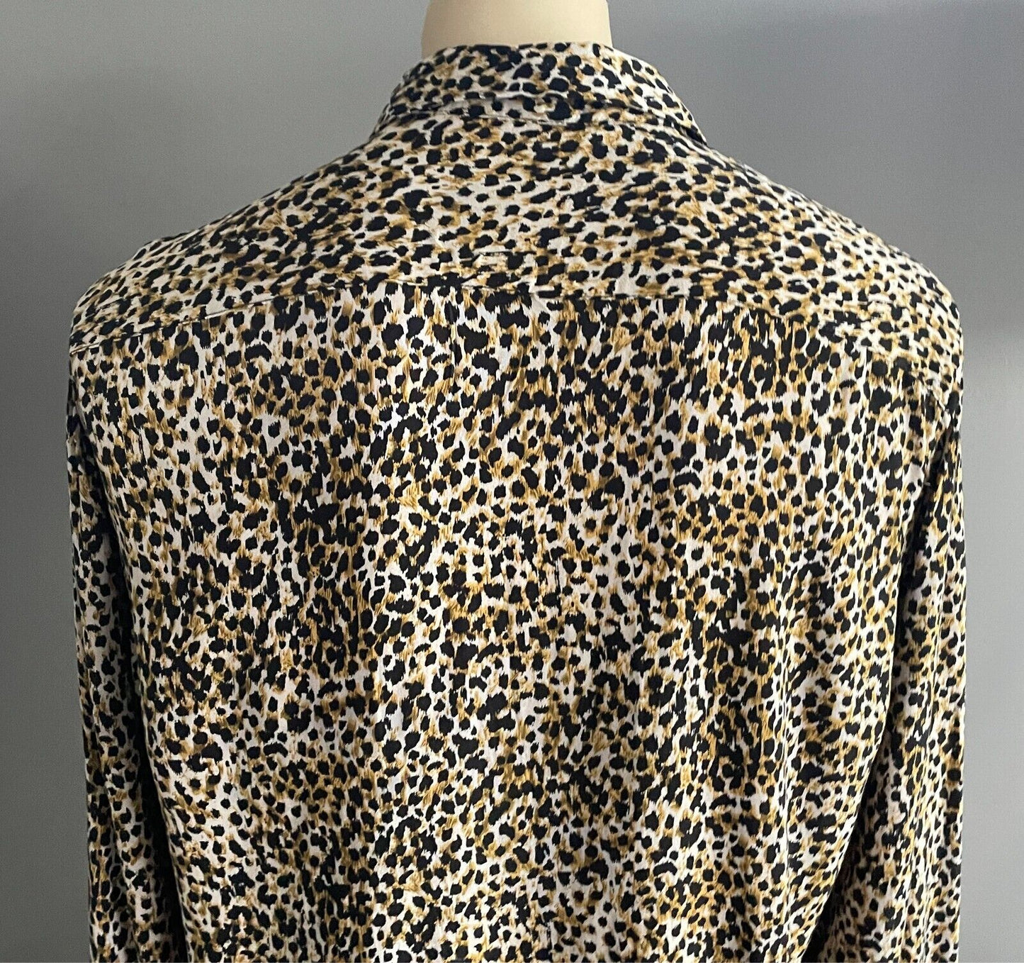 Mens RICKY SINGH Denim & Flowers Cheetah Print Shirt Size XL Button Front