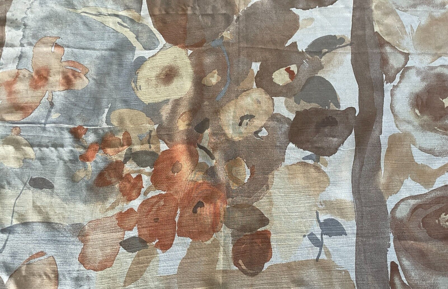 Large Neck Scarf  TRENT NATHAN Brown Shades Taupe Orange Floral 85cm Square