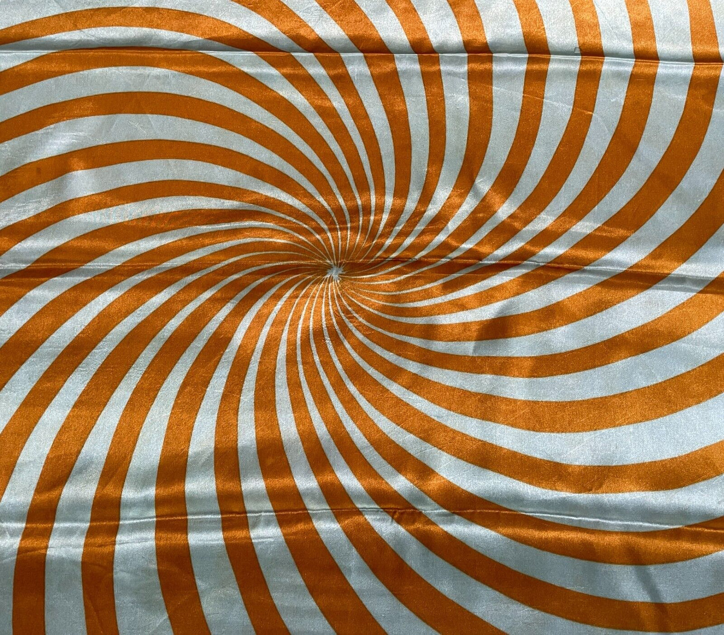 66cm Square Neck SCARF Vintage Sage Green Orange Gold Psychedelic Print Stunning