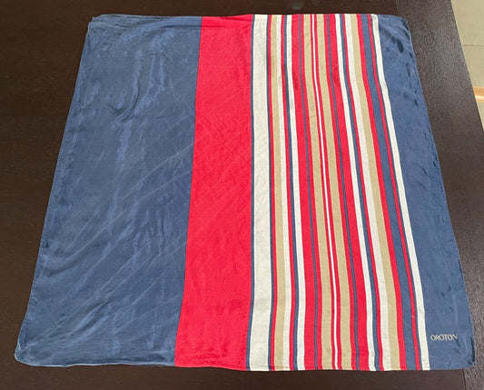 Vtg OROTON Neck Scarf Stripe Neckerchief Head Wrap Red White Blue 62cm Square