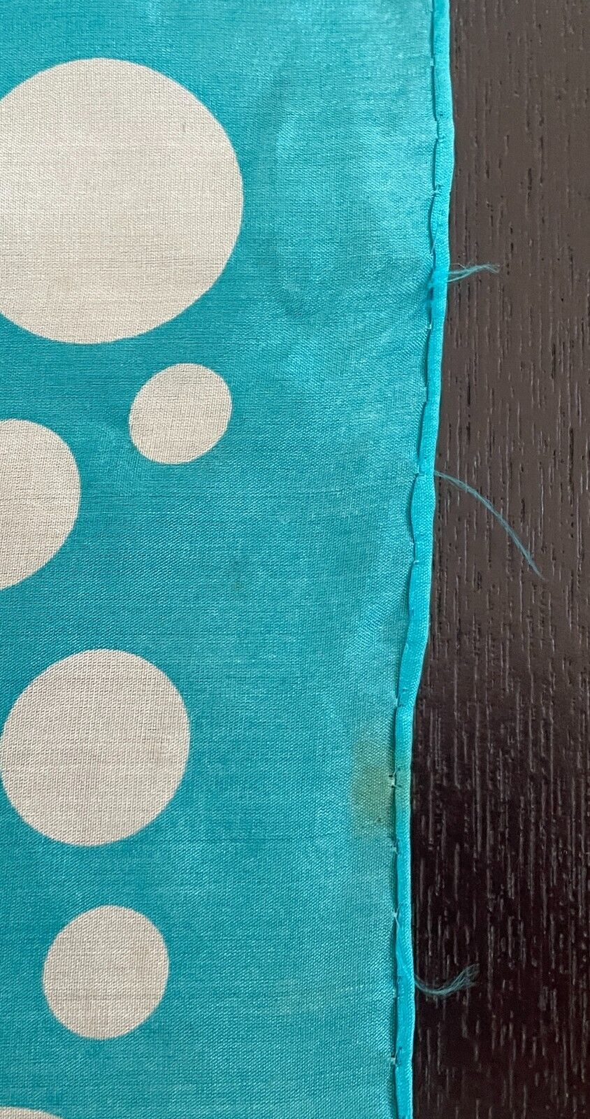 58cm Square Neck SCARF Turquoise Blue & White Polka Dot Vintage 1950s Stunning!