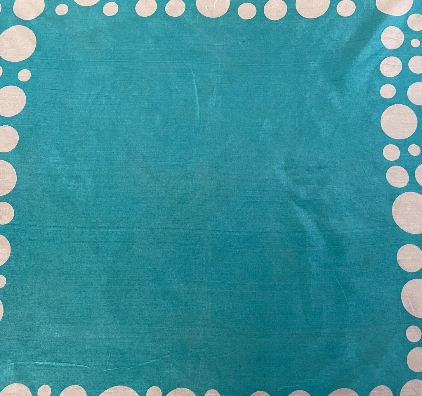 58cm Square Neck SCARF Turquoise Blue & White Polka Dot Vintage 1950s Stunning!