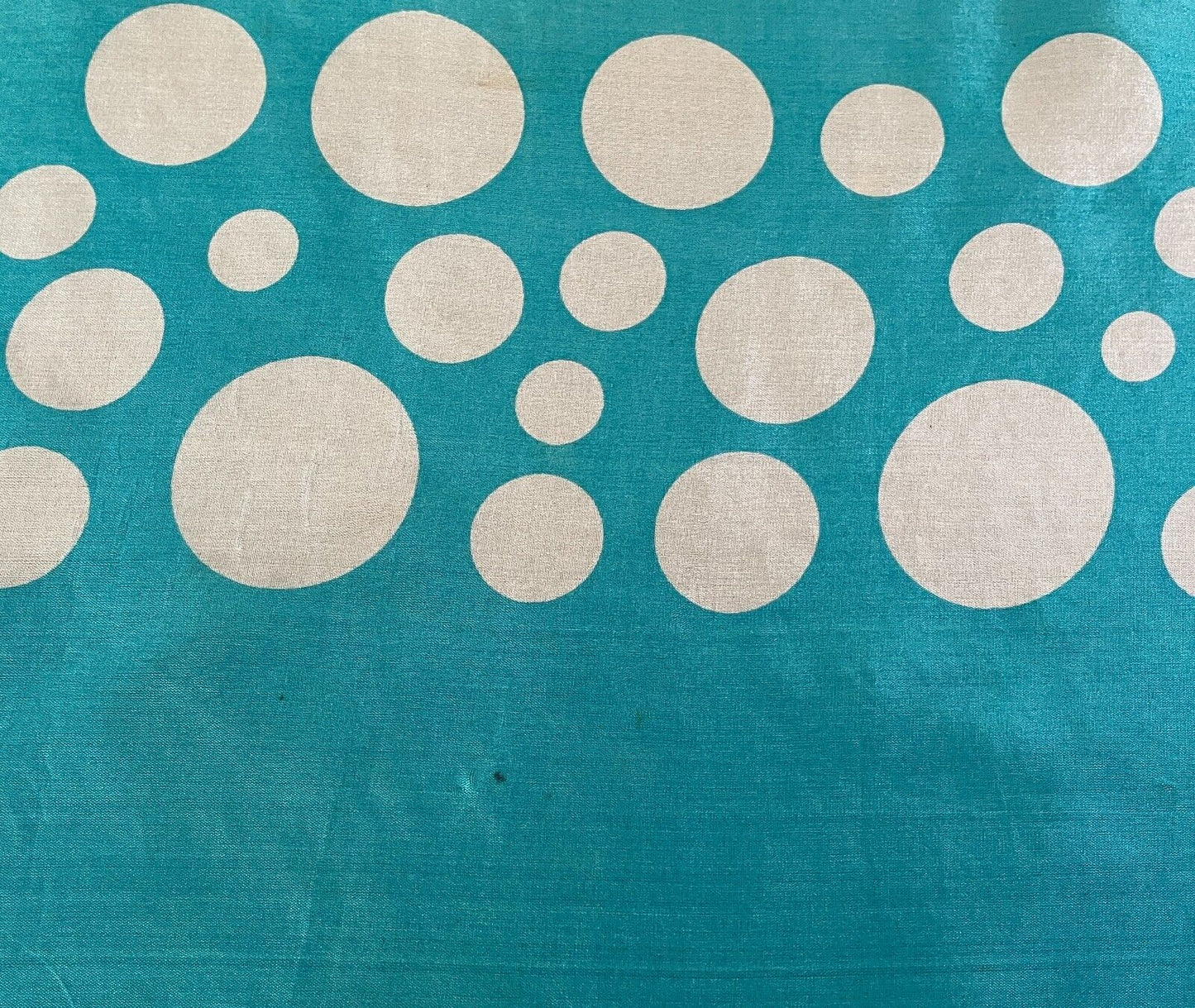 58cm Square Neck SCARF Turquoise Blue & White Polka Dot Vintage 1950s Stunning!