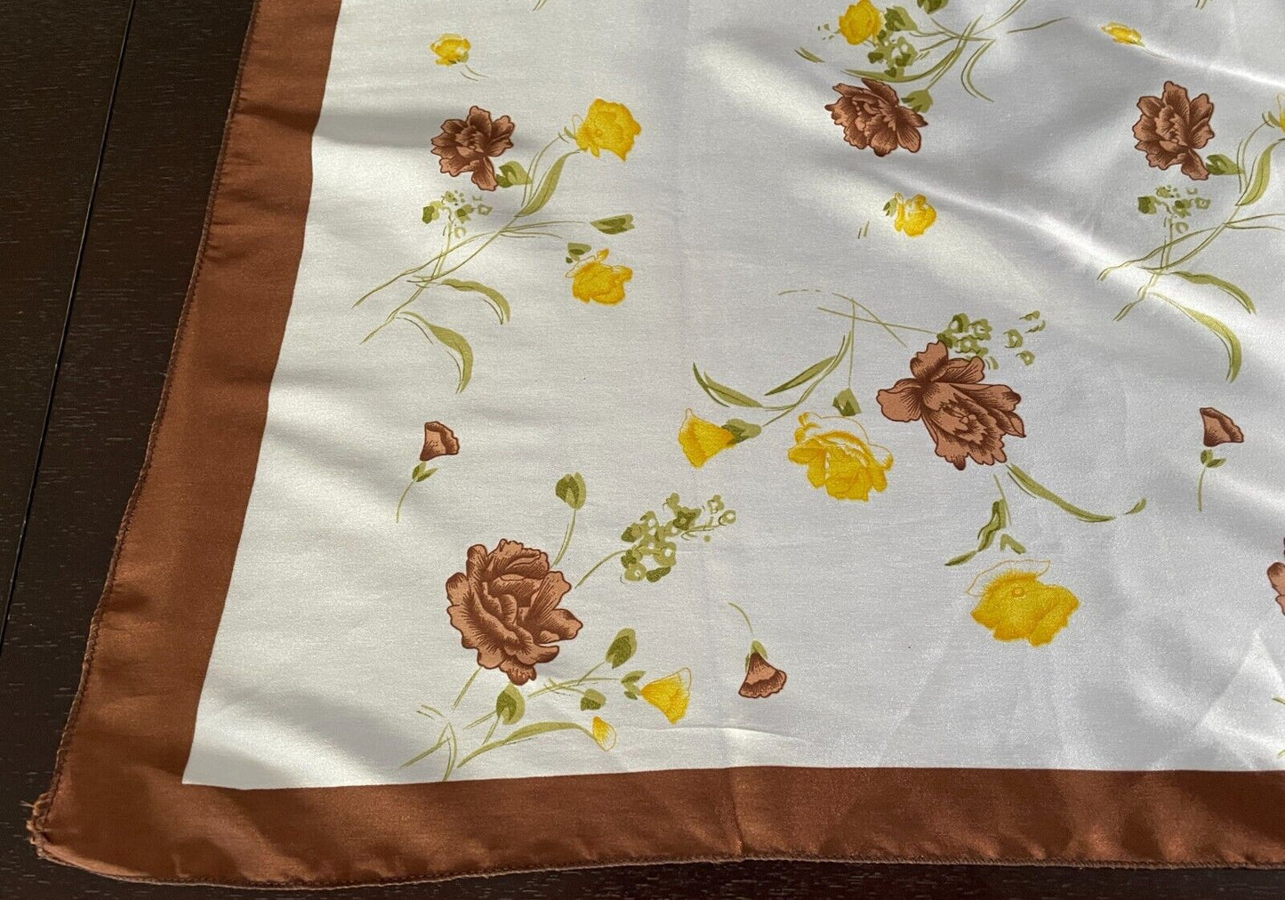 Fu Gui Hua Si Jin Chang 94cm NECK SCARF White Brown Yellow Green Floral Shawl