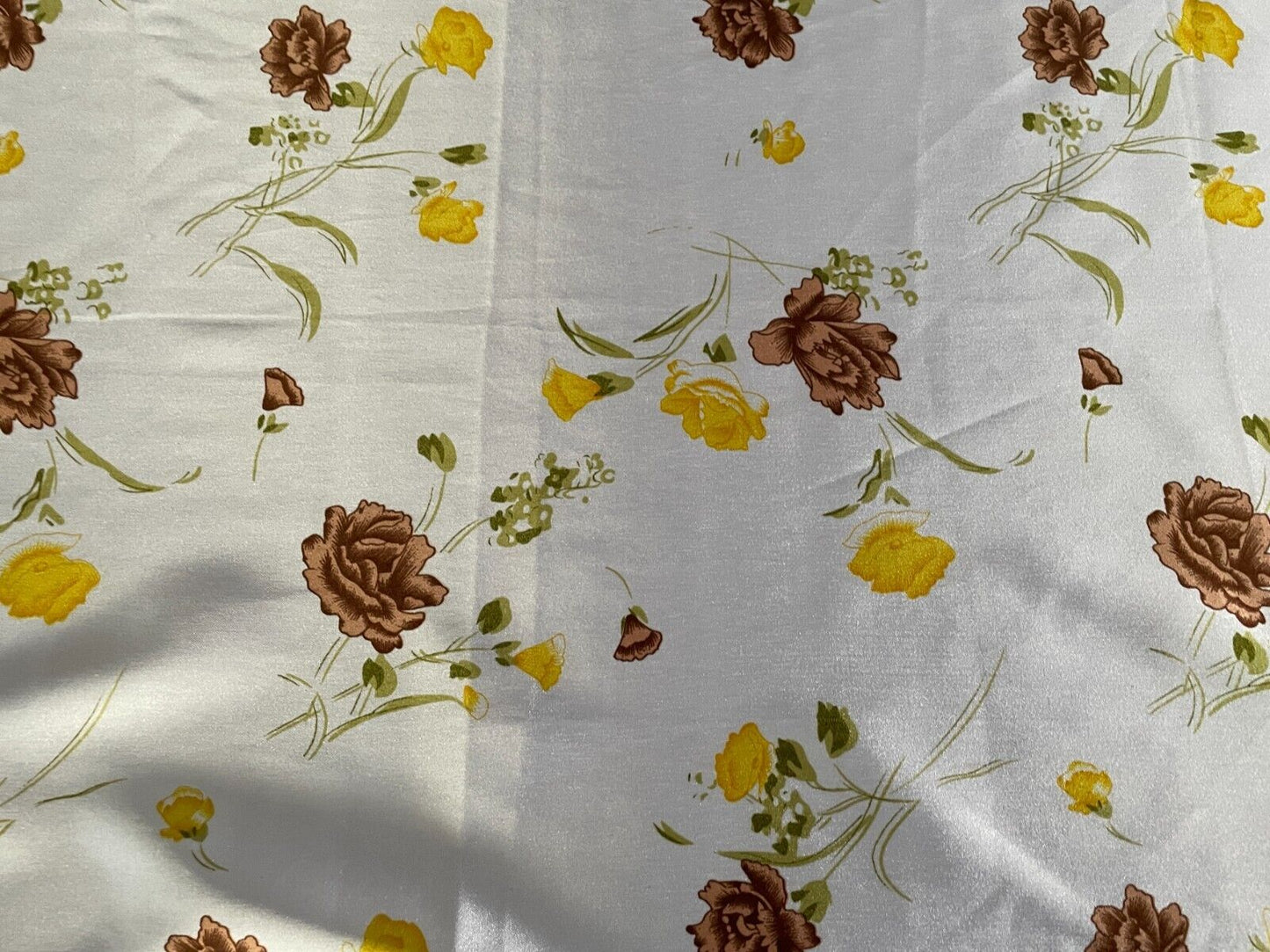 Fu Gui Hua Si Jin Chang 94cm NECK SCARF White Brown Yellow Green Floral Shawl