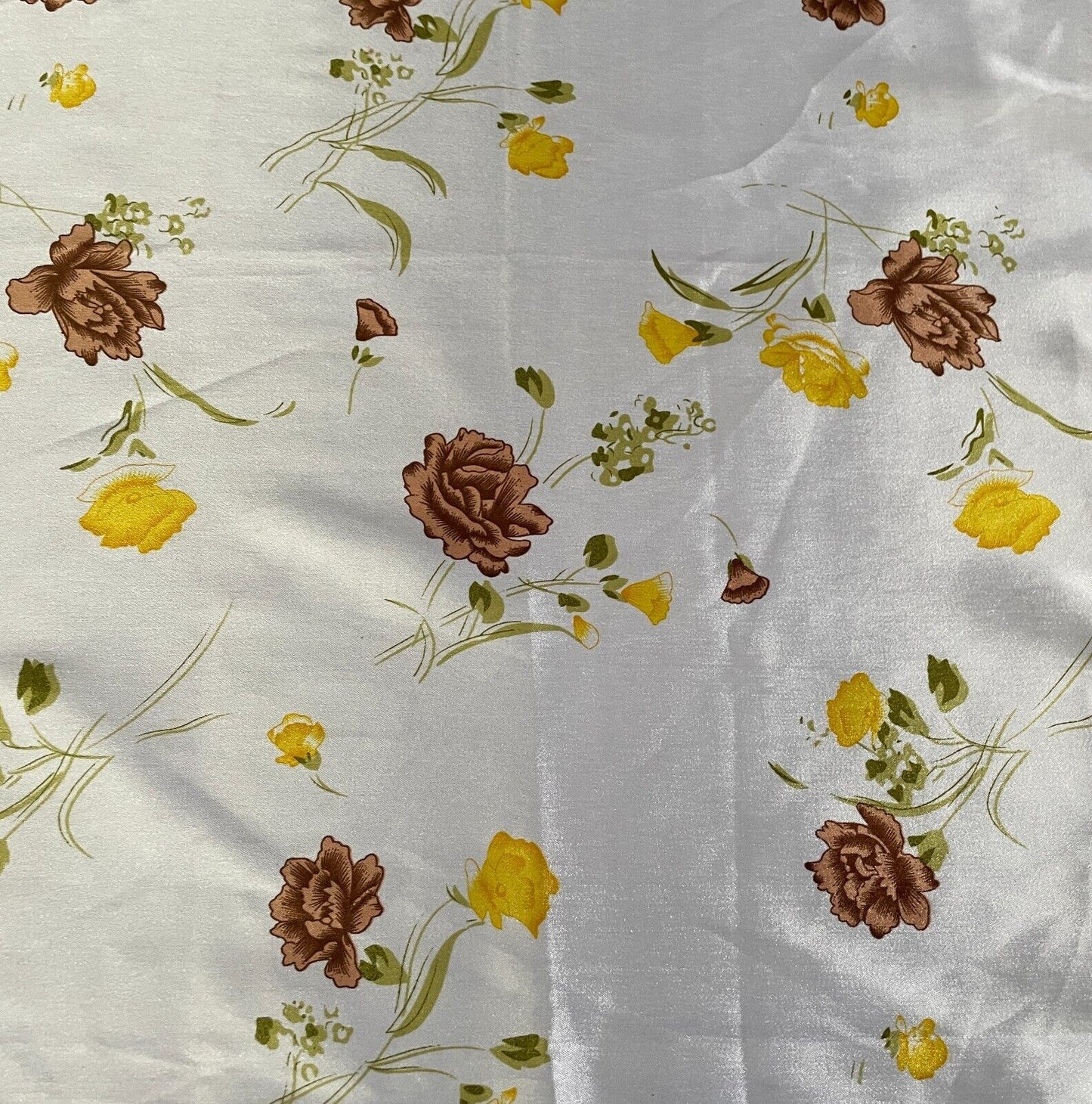 Fu Gui Hua Si Jin Chang 94cm NECK SCARF White Brown Yellow Green Floral Shawl
