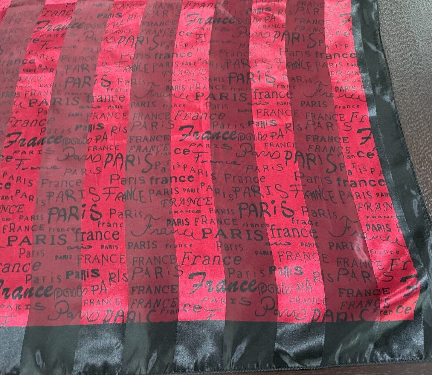 Large Neck Scarf  PARIS FRANCE Souvenir Square Burgundy Black Shawl Wrap 96cm