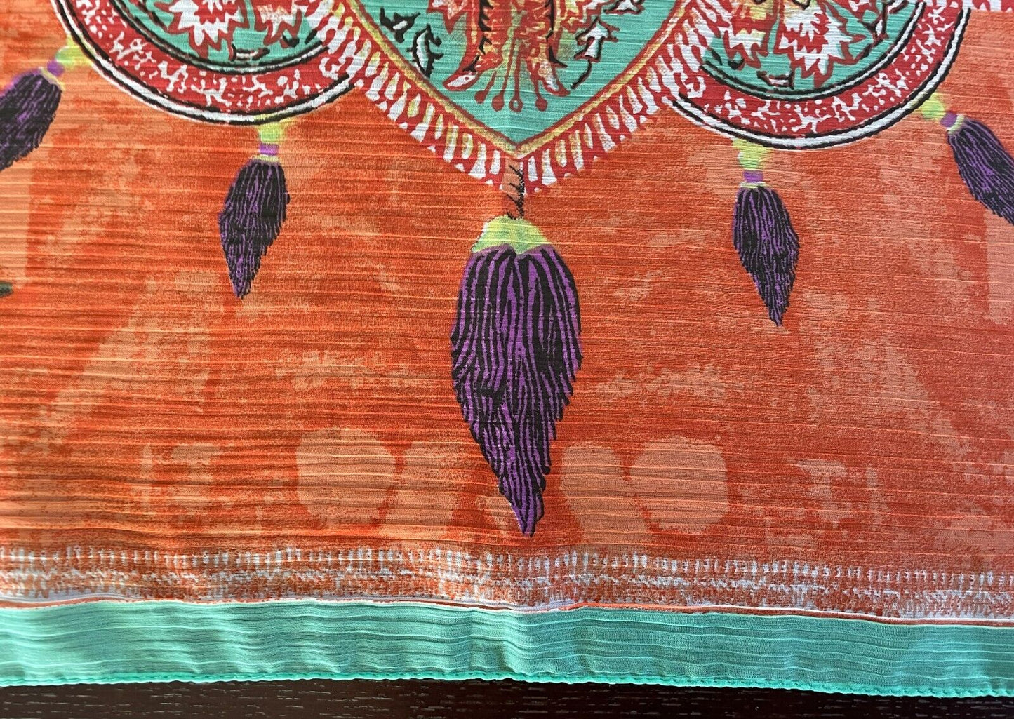 SPORTSGIRL  SCARF 82cm Square NeckOrange Base Elephant Paisley Print Mandala