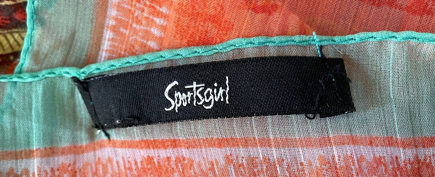 SPORTSGIRL  SCARF 82cm Square NeckOrange Base Elephant Paisley Print Mandala