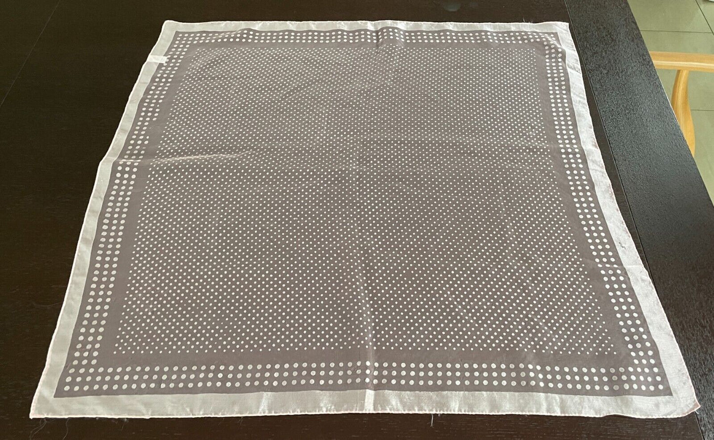 Vintage Nylon Neck SCARF Baby Pink Polka Dot Semi Sheer Square Japan