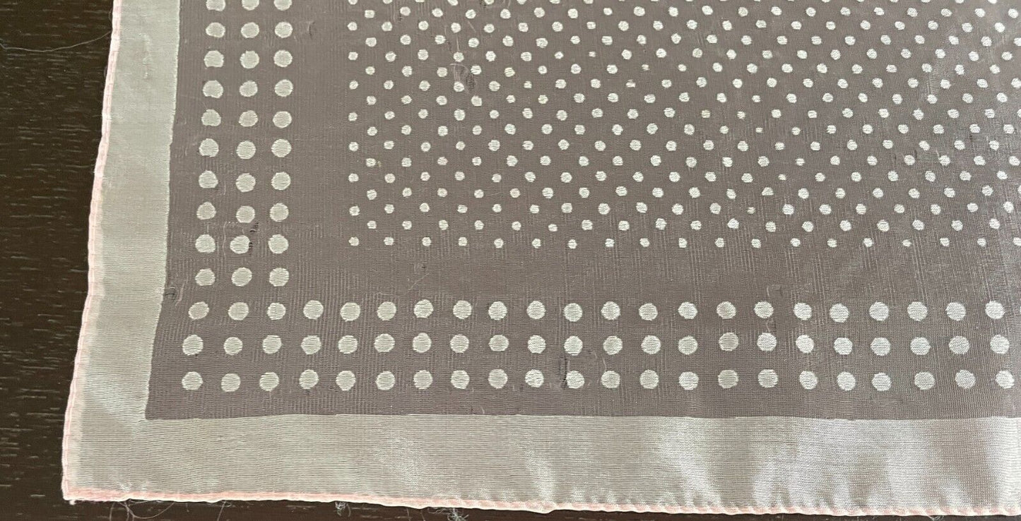 Vintage Nylon Neck SCARF Baby Pink Polka Dot Semi Sheer Square Japan