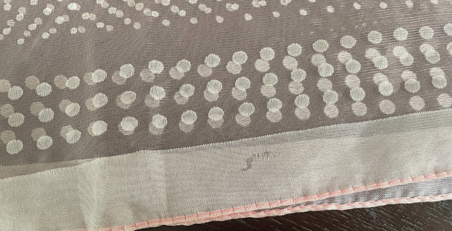 Vintage Nylon Neck SCARF Baby Pink Polka Dot Semi Sheer Square Japan