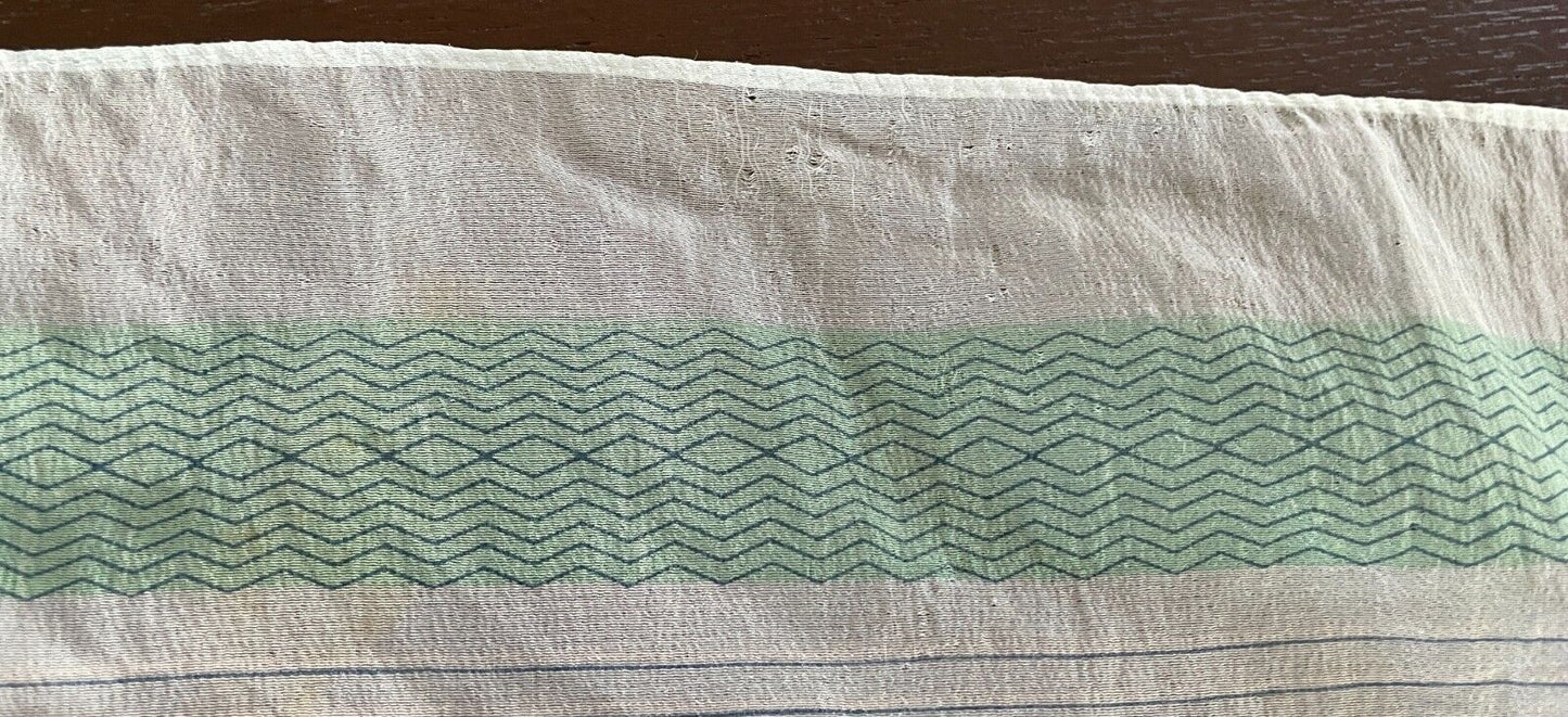 65x66cm Square NECK SCARF Green Geo Print Border Semi Sheer Nylon Stunning!