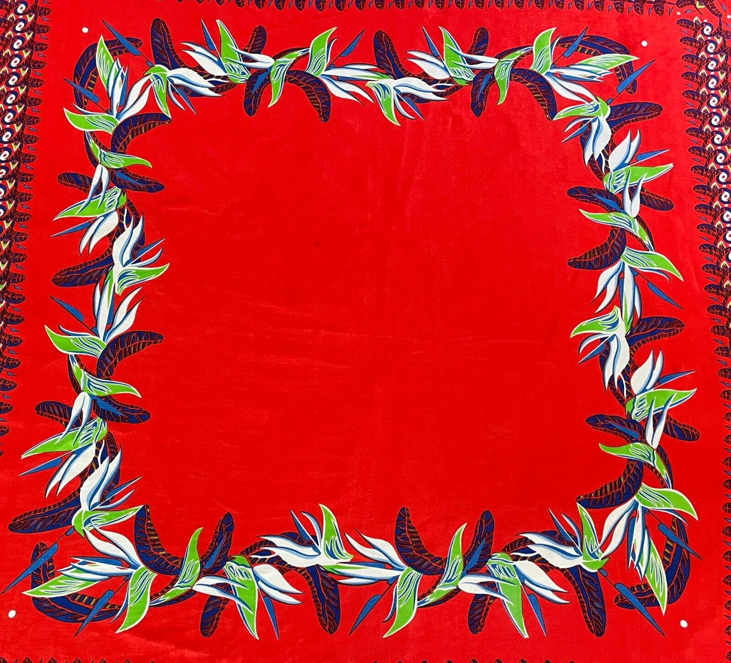 75cm Square Neck Scarf LE SHALE Bird of Paradise Bright Vibrant Print Vintage
