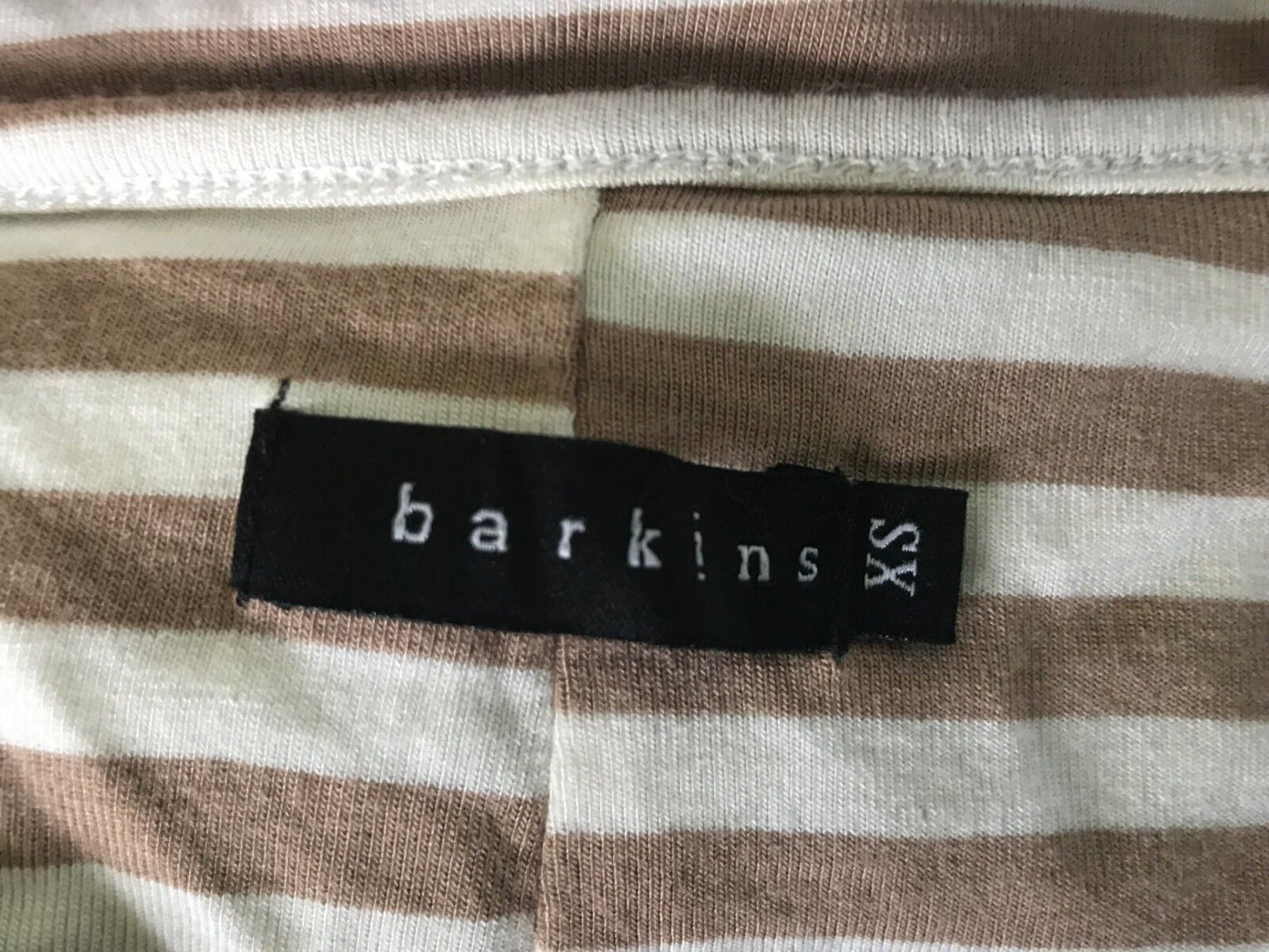 Maxi Dress BARKINS White & Brown Stripe Sleeveless Stretch Size XS 8 10