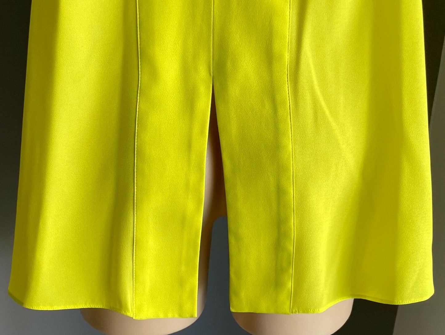 WAYNE COOPER Top Sleeveless Neon Yellow Cut Out Blouse Silver Beaded Size 16