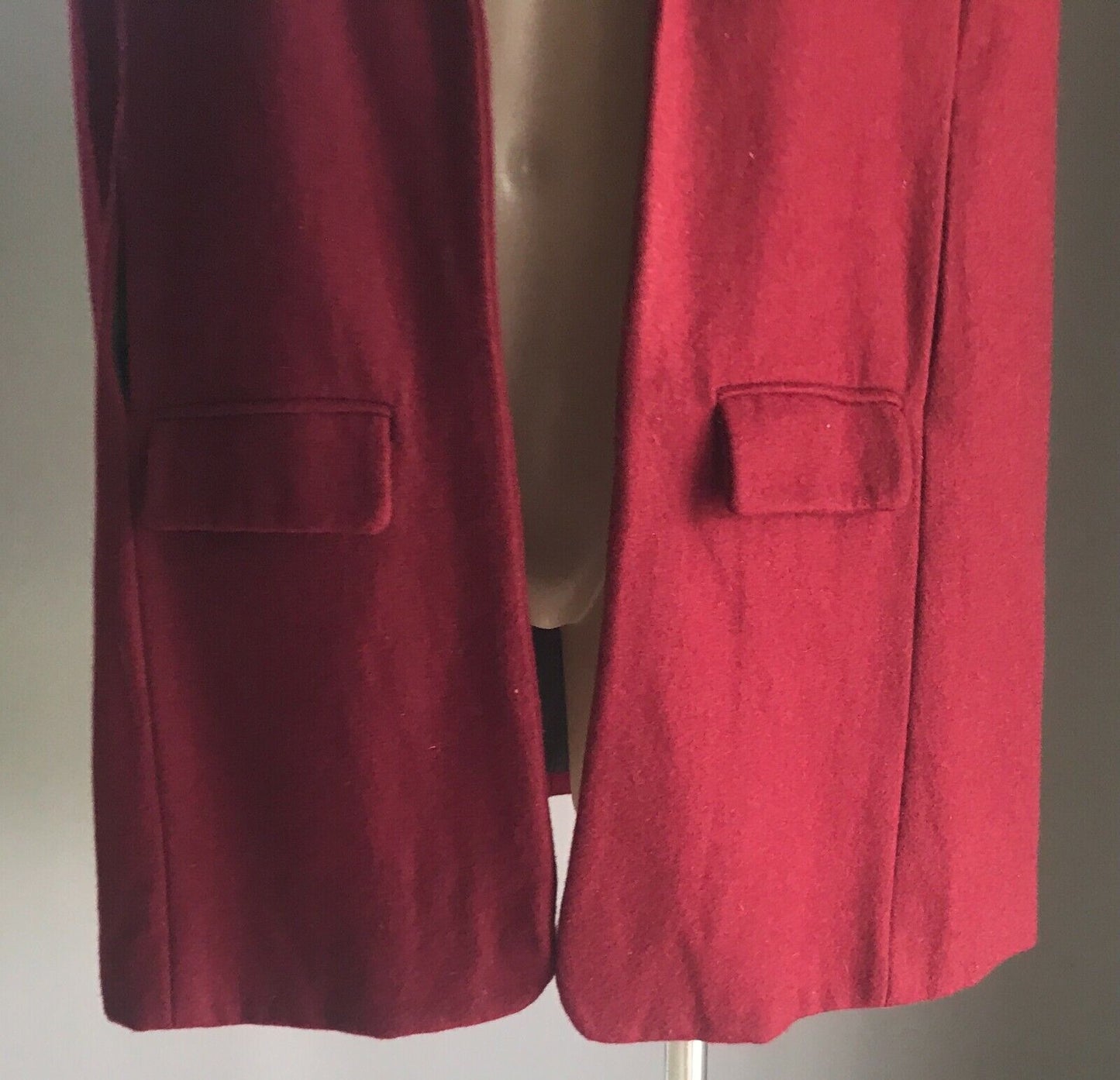 Jacket SHAKUHACHI Cape Burgundy Wool Mix Sleeveless Ladies Size 6 AU 8 10