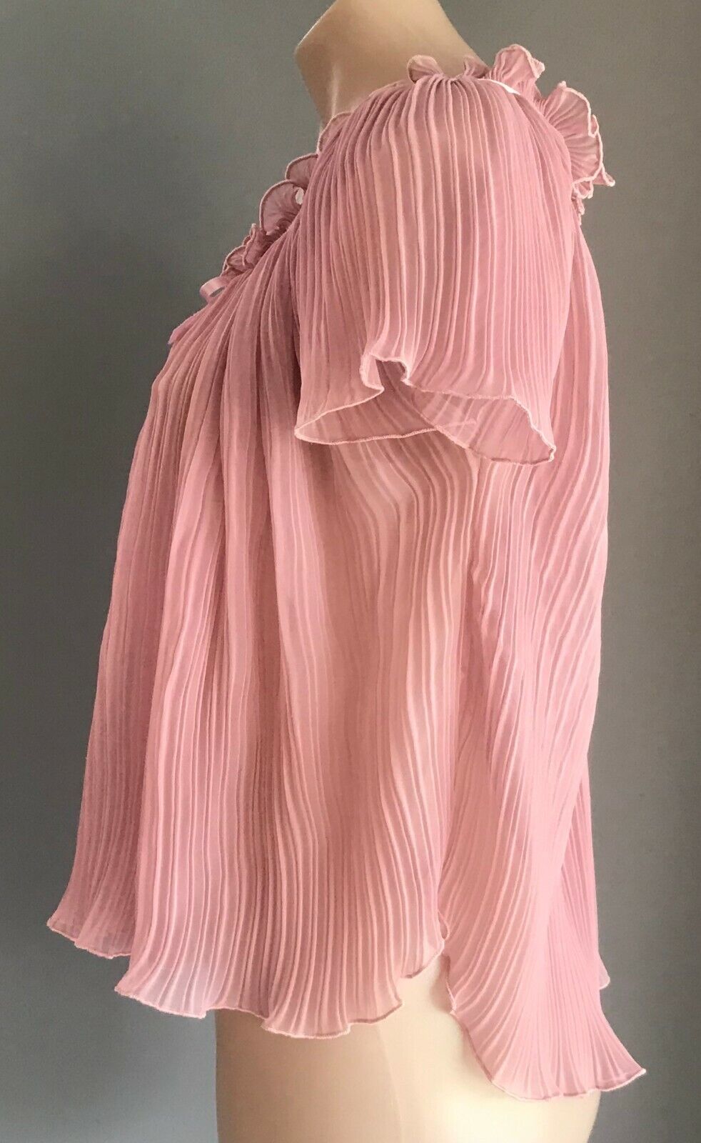SHIRT WORKS by BARRY JOSEPH Dusty Pink Piano Pleat Ruffle Blouse Top 16 Vintage