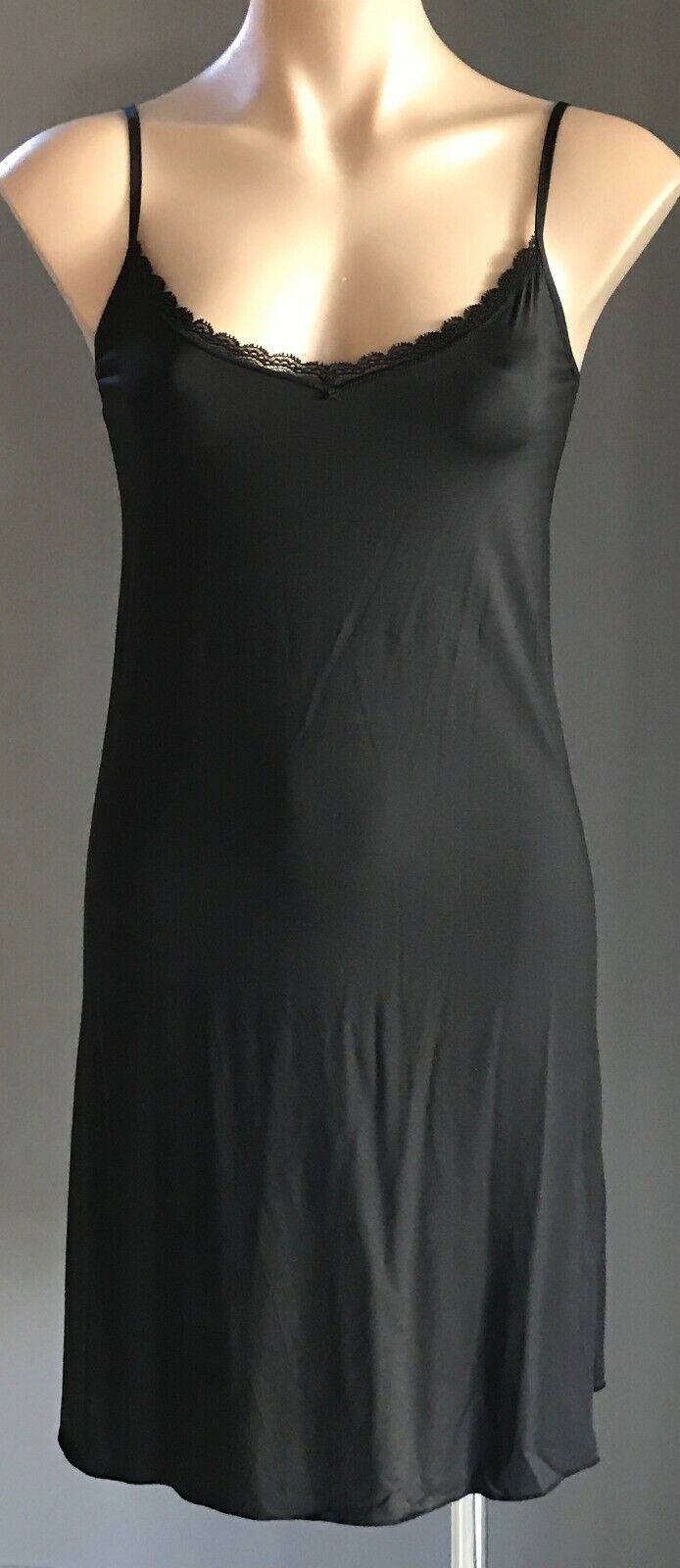 LOVE&LUSTRE Petticoat Black Microfibre Full Slip Dress Lace Size 10 NEW Vintage