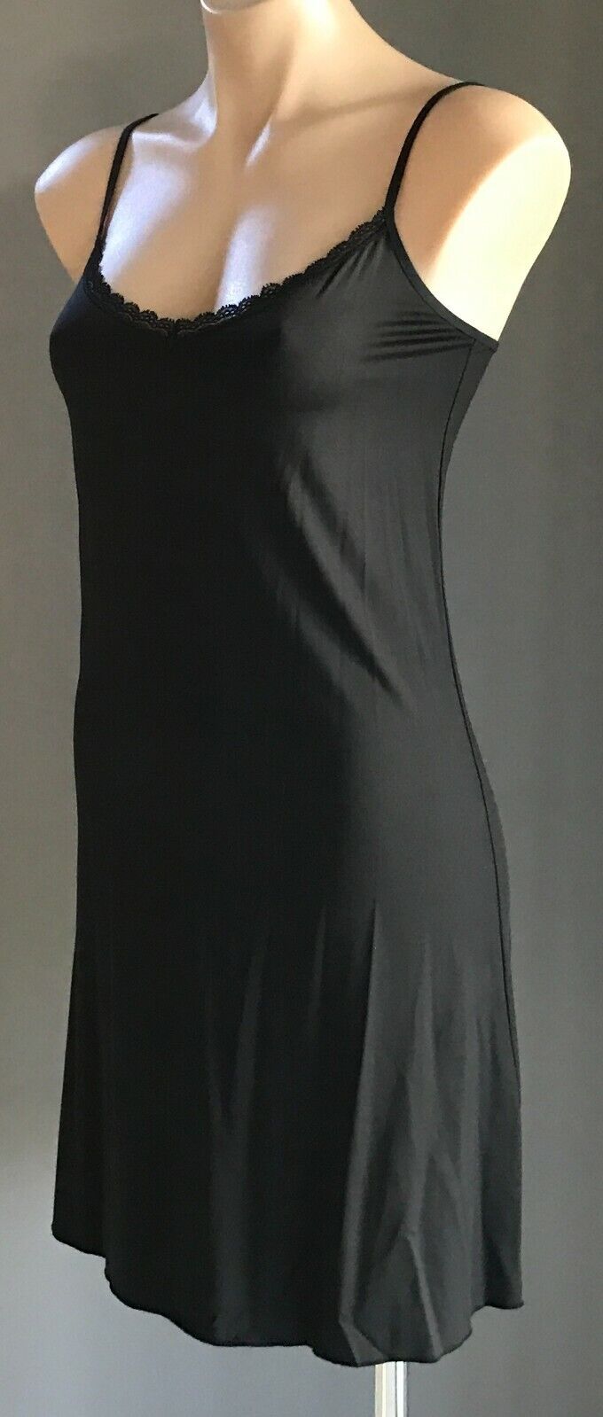 LOVE&LUSTRE Petticoat Black Microfibre Full Slip Dress Lace Size 10 NEW Vintage