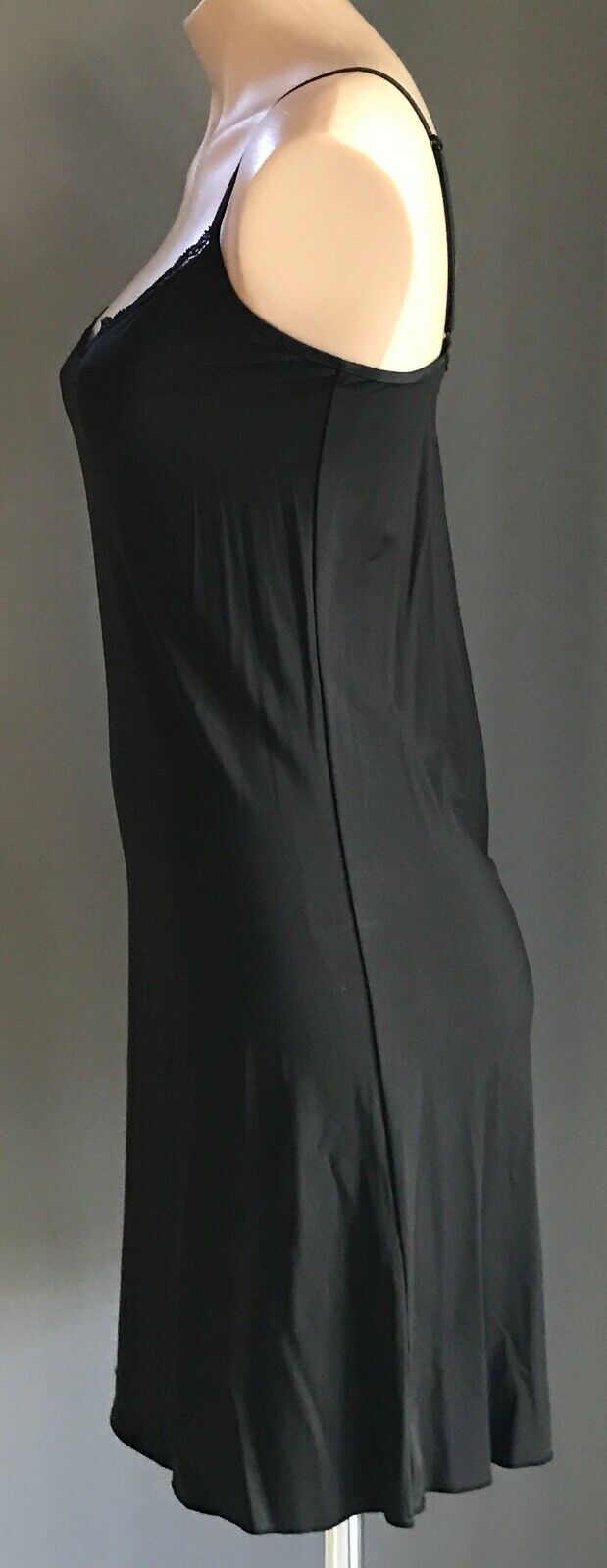 LOVE&LUSTRE Petticoat Black Microfibre Full Slip Dress Lace Size 10 NEW Vintage