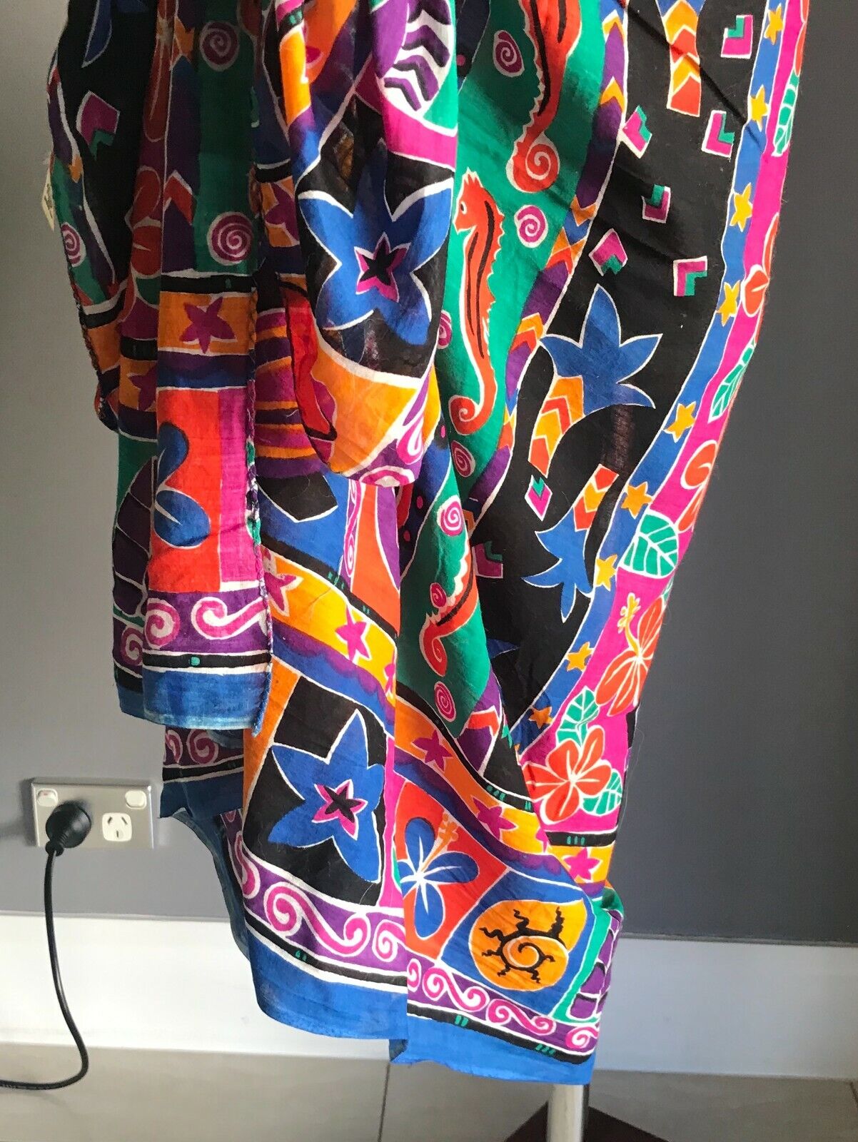 SARONG TIE RACK Cotton Wrap Skirt Rolled Hem  Bright Colourful Sea Animal Print
