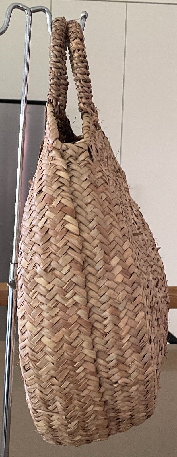 OLLI ELLA Round Shoulder Bag Natural Woven Rattan Tote Shopper Double Handles