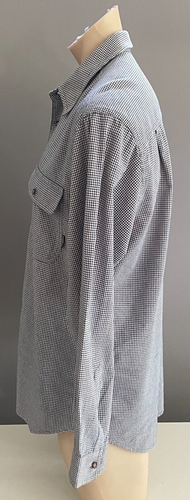 R M WILLIAMS Shirt Navy White Small Check Print Long Sleeve Cotton Mens Size M