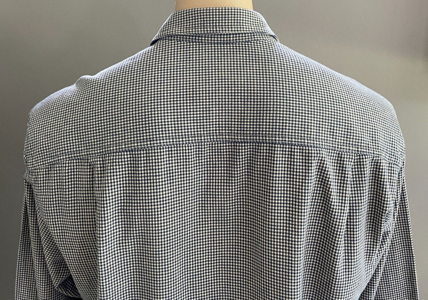 R M WILLIAMS Shirt Navy White Small Check Print Long Sleeve Cotton Mens Size M