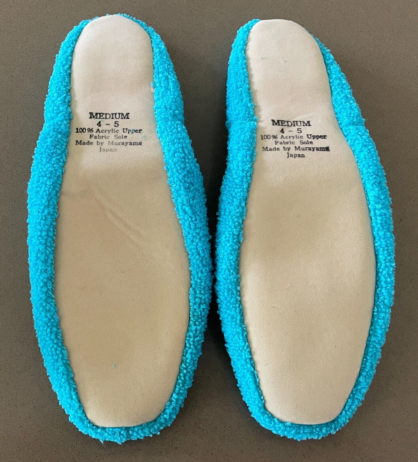 MURAYAMA Fold Up Ballet Flats Japan Blue Terry Towelling Slippers Size M 4 5 NEW