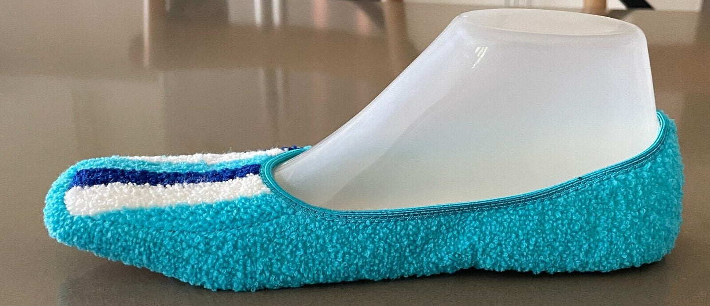 MURAYAMA Fold Up Ballet Flats Japan Blue Terry Towelling Slippers Size M 4 5 NEW