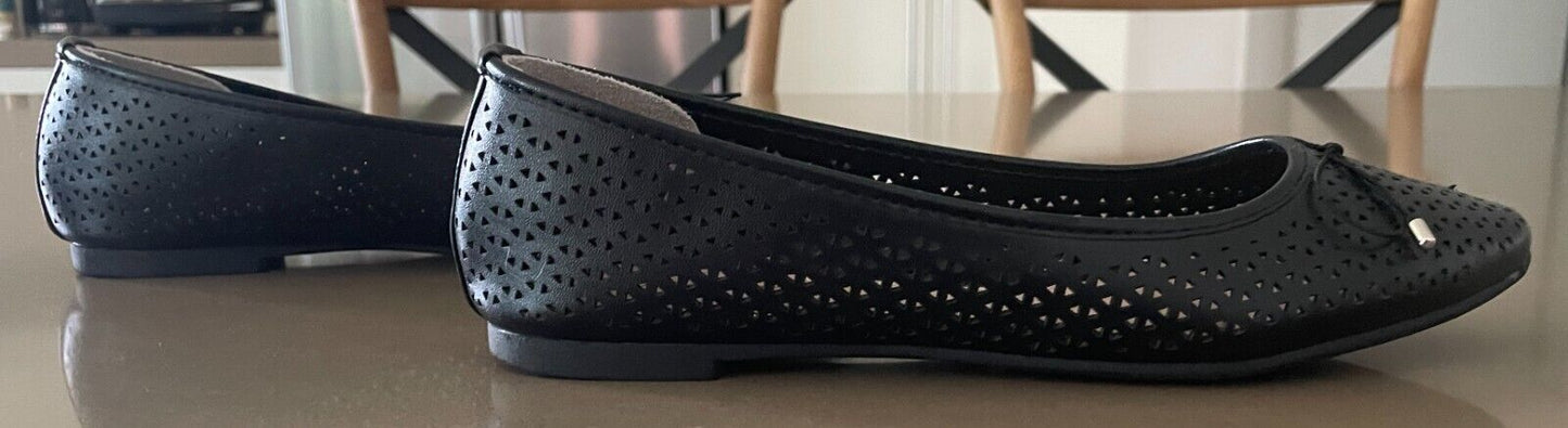 COURT COUTURE "Hadassa" Ballet Flats Black Cut Out Pleather PU Shoes Size 37