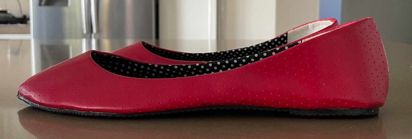 RUBI Ballet Flats Shoes Red Pleather Perforated Pointy Toe Low CutSize 39 NEW