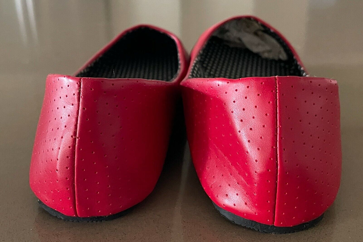 RUBI Ballet Flats Shoes Red Pleather Perforated Pointy Toe Low CutSize 39 NEW