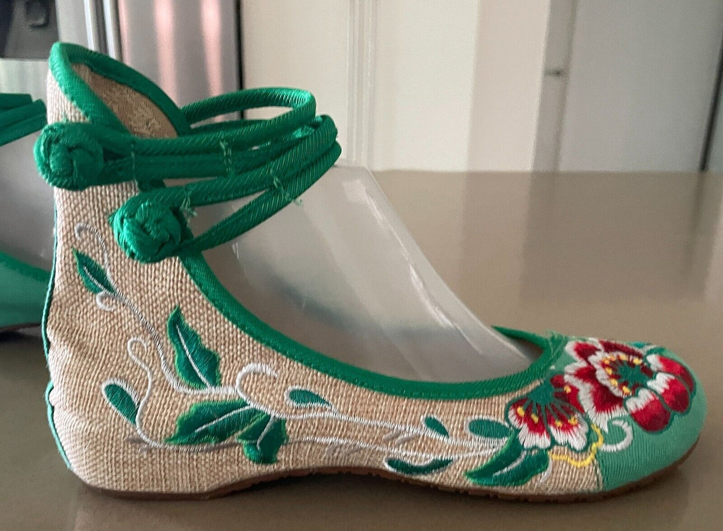 Chinese Old Beijing Cloth Shoes Women Casual Dance Wedges Floral Embroidery Sz 9