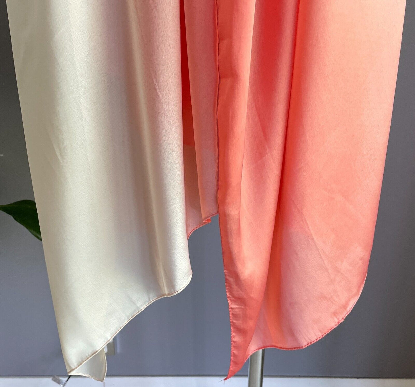 Silk Neck SCARF Coral Red Cream Ombre Wrap Rectangle Shape Gorgeous Colour Combo