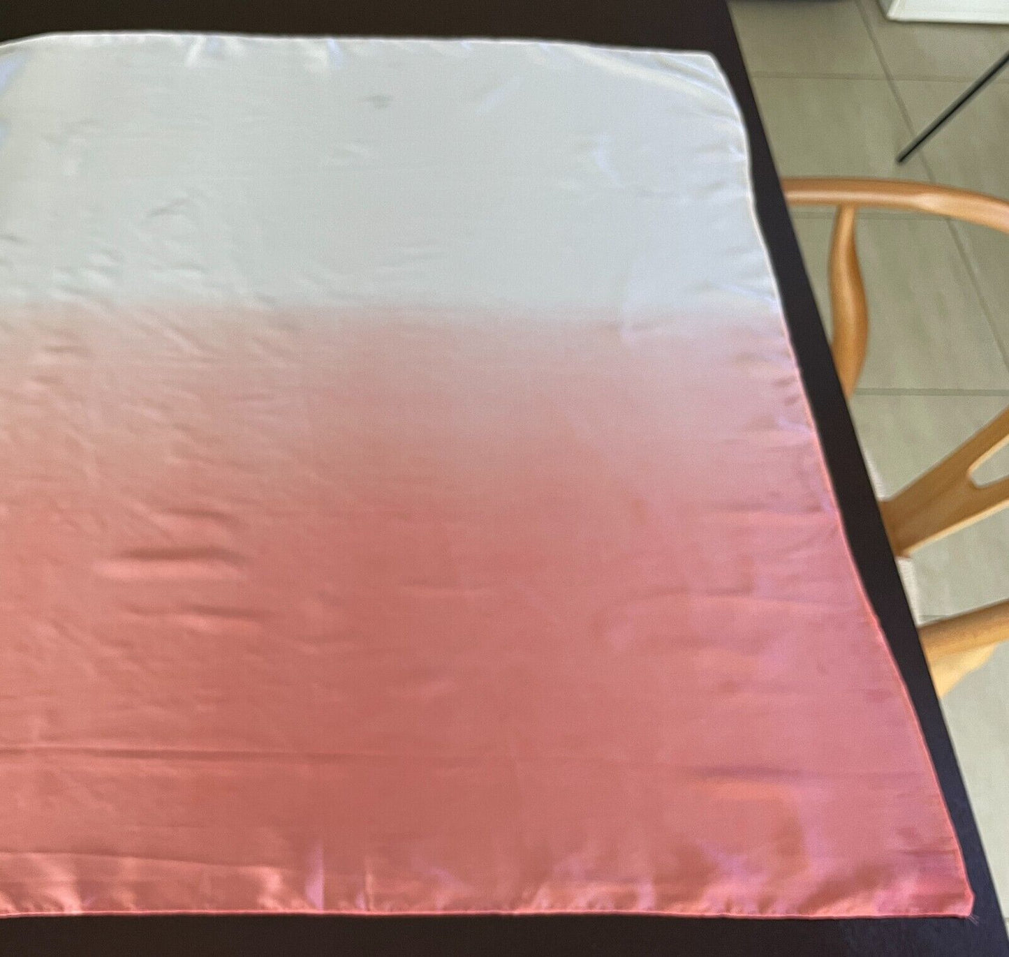 Silk Neck SCARF Coral Red Cream Ombre Wrap Rectangle Shape Gorgeous Colour Combo