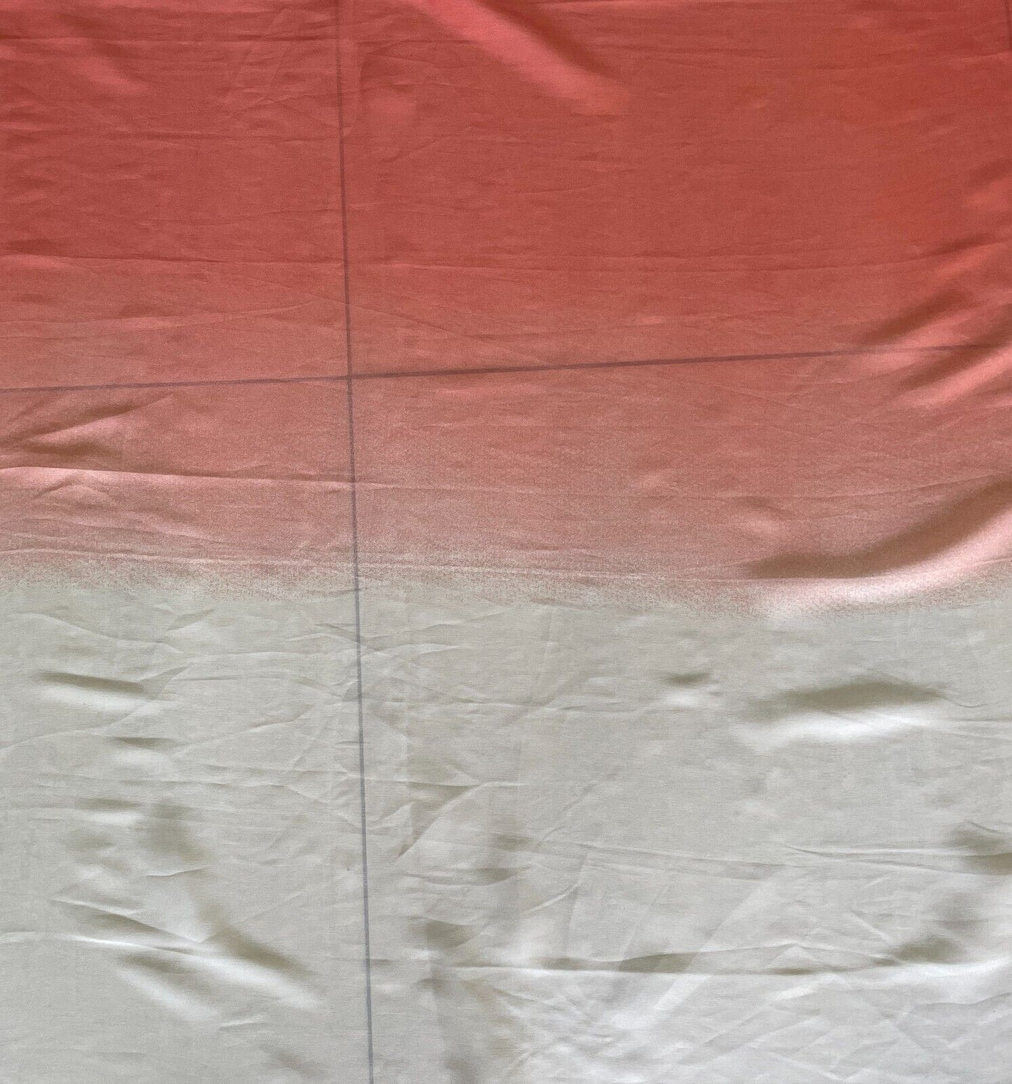 Silk Neck SCARF Coral Red Cream Ombre Wrap Rectangle Shape Gorgeous Colour Combo
