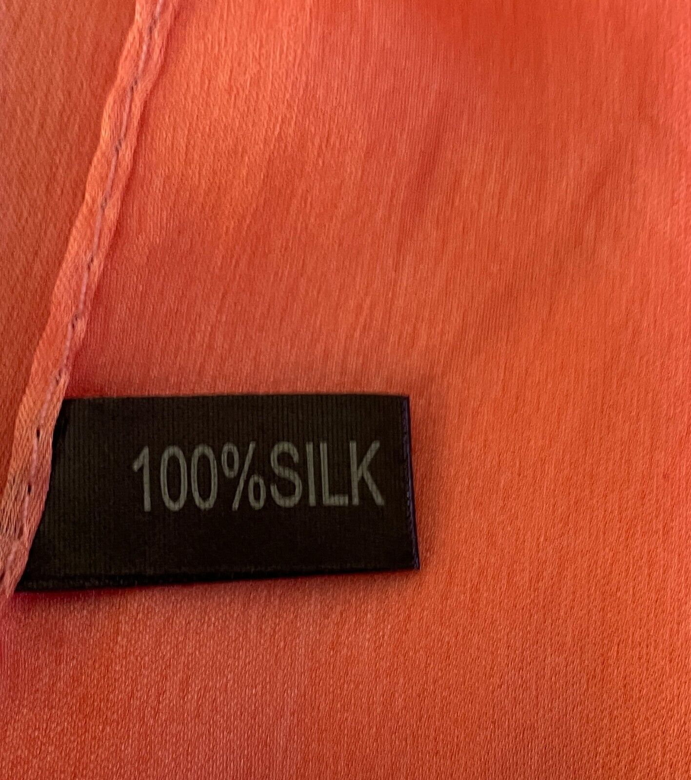 Silk Neck SCARF Coral Red Cream Ombre Wrap Rectangle Shape Gorgeous Colour Combo