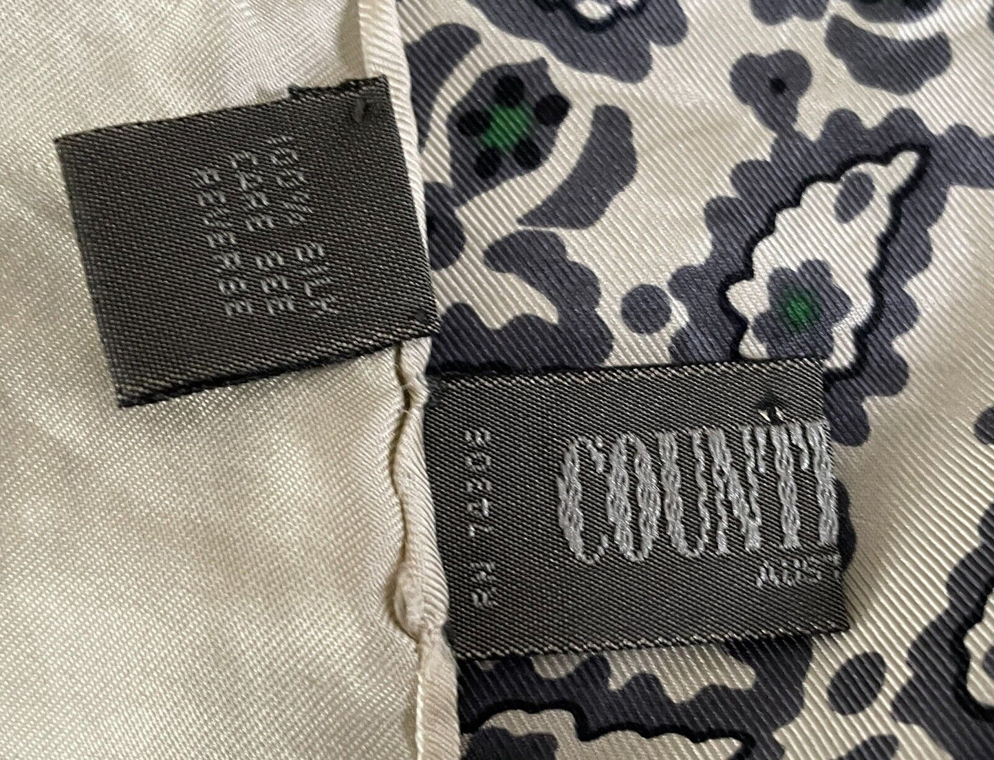 COUNTRY ROAD Silk Neck Scarf Beige Green Grey Abstract Print Large 88cm Square
