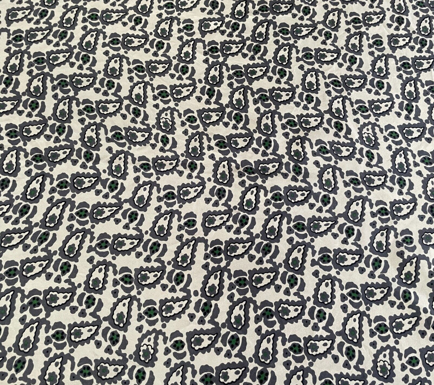 COUNTRY ROAD Silk Neck Scarf Beige Green Grey Abstract Print Large 88cm Square